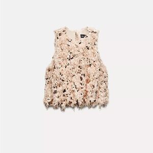 Ara Pink Sequin Feather Top